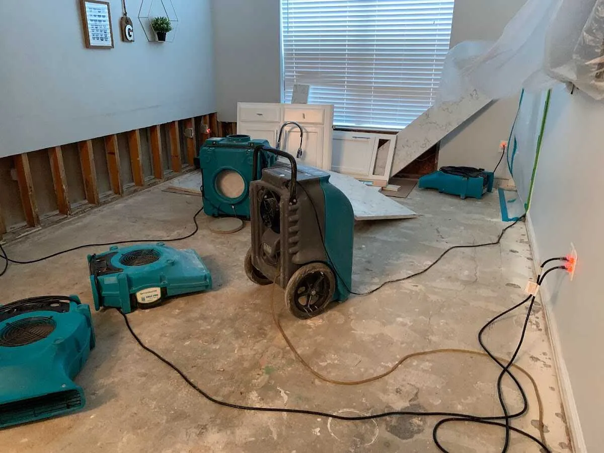 Dehumidifier in flood-cut room for Water Extraction & Removal in Carmichael